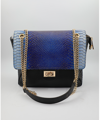 Sac à main-3 tons-Bleu blanc noir effet écaillé